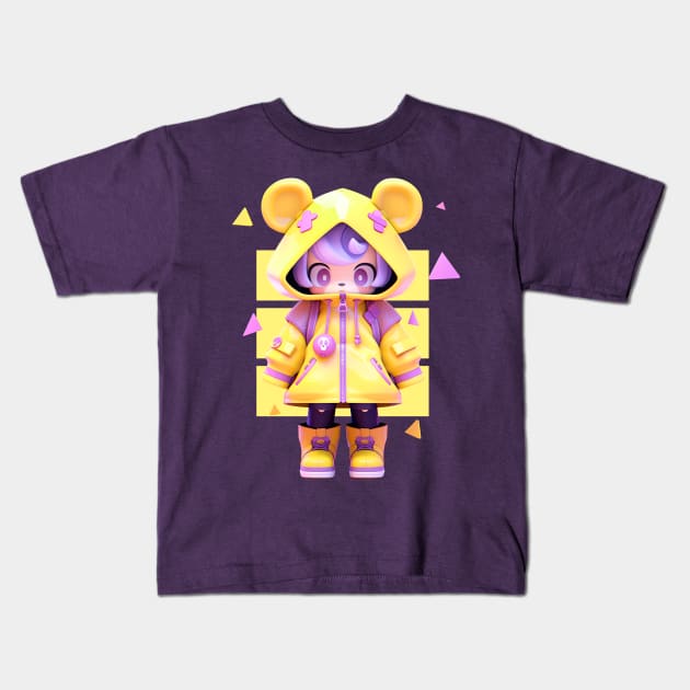 AKBLM - LITTLE CUNFUZZLED KUMIKO | KAWAII 3D ANIME CHARACTER Kids T-Shirt by AKBLM